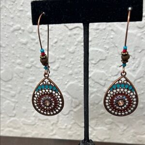 Bohemian Teardrop Earrings with Turquoise Accents